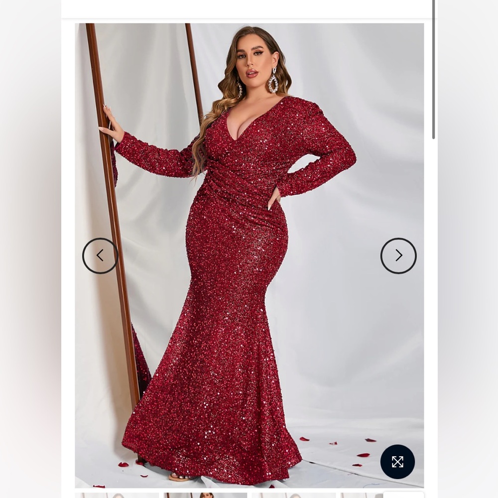 Bridesmaid Women’s dress Burgundy sequin long gown size S